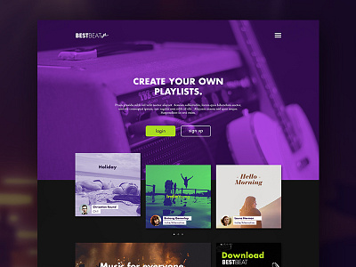 Music playlist Landing page design interface ui uiux web