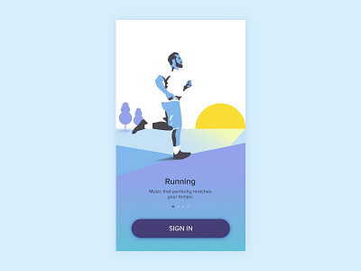 Running design flat mobile onboarding ui