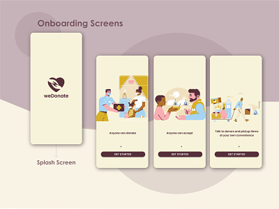 weDonate - Donation App onboarding screens app design concept design figma illustrator interaction design mobile app product design ui design uiux design ux design