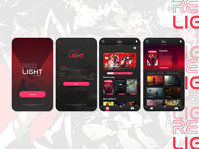 RED LIGHT - Cloud gaming app app branding cloud design game gaming ui ux