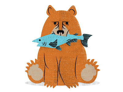 Bear With Fish bear fish illustration