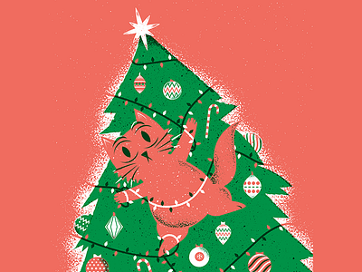 Happy Holidays 2020 cat christmas christmas tree editorial editorial illustration illustration texture x mas