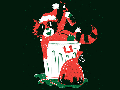 Merry X-mas! 2020 booze christmas editorial editorial illustration fuck 2020 illustration racoon trash