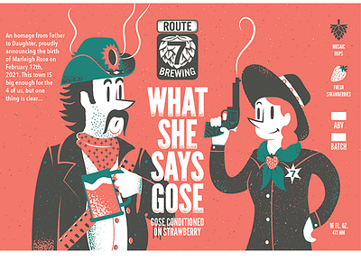 What She Says Gose Label art direction beer beer label brewing cowboy cowgirl editorial editorial illustration illustration texture