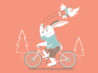 Get Outside bike bunny editorial editorial illustration illustration nature texture