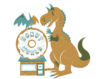 Dino Donuts carnotaurus dinosaur donut editorial editorial illustration illustrated science illustration pterodon science texture