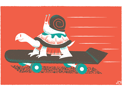 Let's get outta here. editorial editorial illustration illustration skateboard snail texture turtle