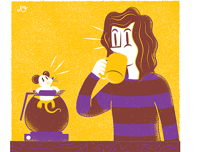 Coffee tastes off. coffee editorial editorial illustration illustration rat texture vector