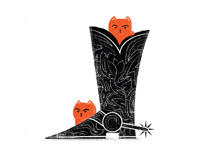 Howdy! cat cowboy boot illustration orange