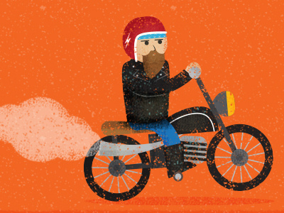 Sneak Peek - Motorcycle beard black helmet illustration motorcycles orange philadelphia