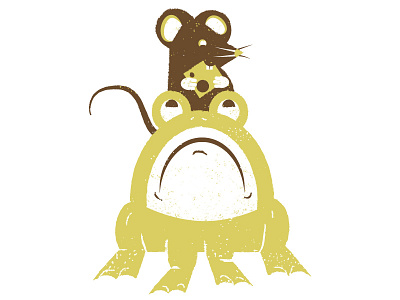 Unlikely Animal Friends 2 animals brown friends friendship frog illustration mouse texture yellow green