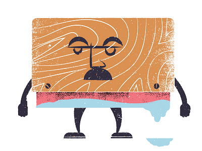 Mr. Squeegee character illustration mustache print making screenprint texture