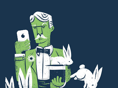 Why you shouldn't be on your phone at work. bunny editorial illustration magic magician phone rabbit tricks