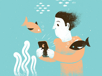 Illustrated Science 10 fish illustratedscience illustration phldesign phone science scientist