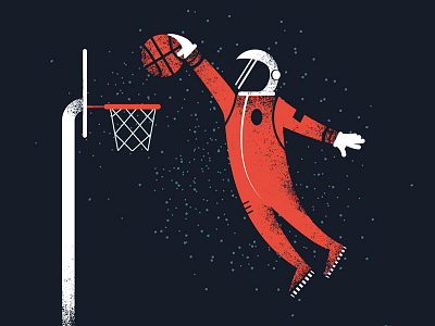 Illustrated Science 29 DUNK! astronaut basketball editorial editorial illustration illustrated science illustration phldesign scienc space spacejam