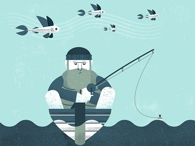 Illustrated Science 34 editorial editorial illustration fisherman flying fish illustrated science illustration phl design science