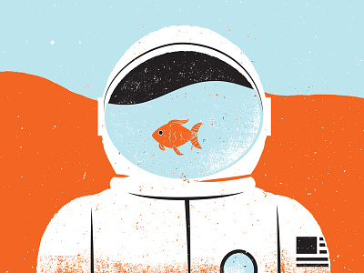 Illustrated Science Water on Mars astronaut editorial editorial illustration goldfish illustraion illustrated science mars water