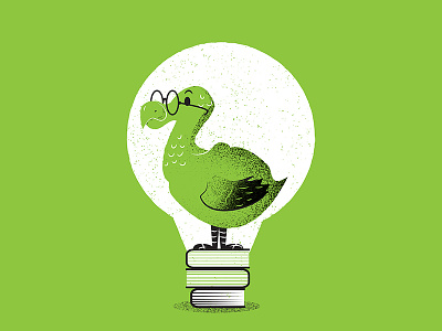 Illustrated Science 129 bird brain dodo editorial editorial illustration grain illustrated science illustration lightbulb science texture