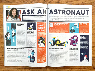 Ask An Astronaut - Layout astronaut editorial editorial illustration illustration magazine poop science science illustration space space fairy spot illustration