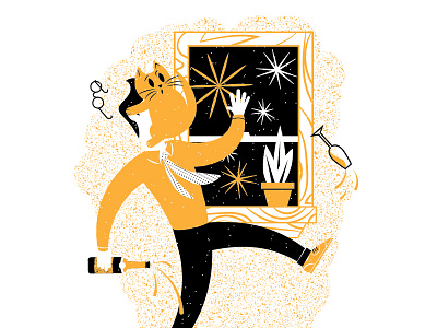Happy New Years! cats champagne editorial editorial illuatration fireworks illustration new years