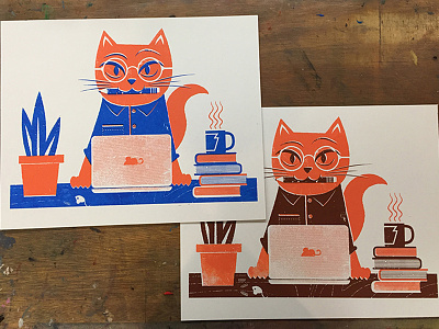 Cat Prints art cat editorial illustration nerd planned parenthood print screen print shop