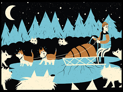 Lost Art Of The Outdoors 2 camping dogs dogsled editorial editorial illustration illustration outside vector wolves