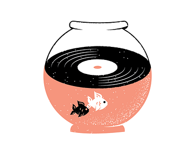 Records 18 editorial editorial illustration fish fishbowl goldfish grain illustration philadelphia record texture vinyl