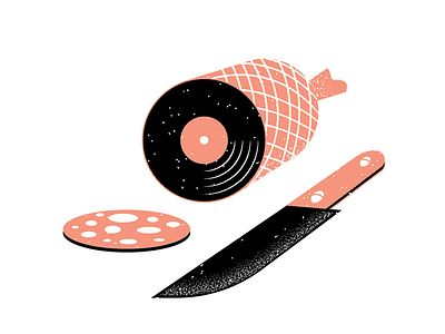 Records 24 editorial editorial illustration food illustration knife philadelphia record salami texture vinyl