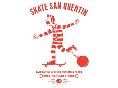 Skate San Quentin editorial editorial illustration illustration prison san quentin shirt skate skateboarding texture type typography