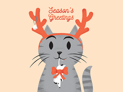 Groundswell Greetings Holiday Card front cat editorial editorial illustration greetingcard holidays illustration texture xmas
