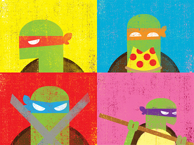 Minimal TMNT illustration minimal mutant ninja pizza teenage turtles