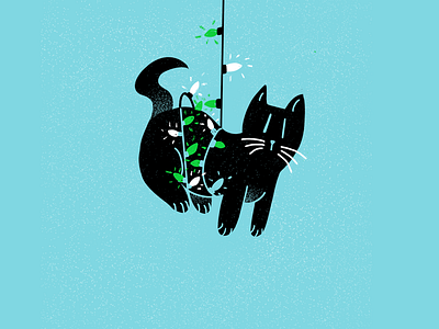 12 days of Cat-mas -04 cats christmas editorial editorial illustration holiday illustration texture