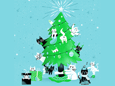 12 days of Cat-mas - Happy Holidays! cats christmas editorial editorial illustration illustration