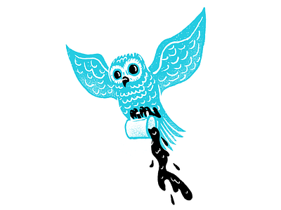 Late Night Coffee coffee editorial editorial illustration illustration owl procreate texture