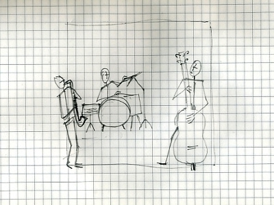 Jammin' jazz trio paper pencil skinny saxophone