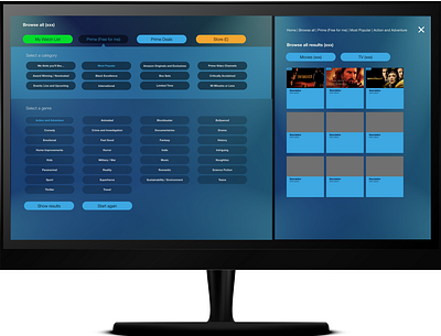 Prime Video Filtering and Results adobexd design filtering navigation ui user journey ux visual wireframe