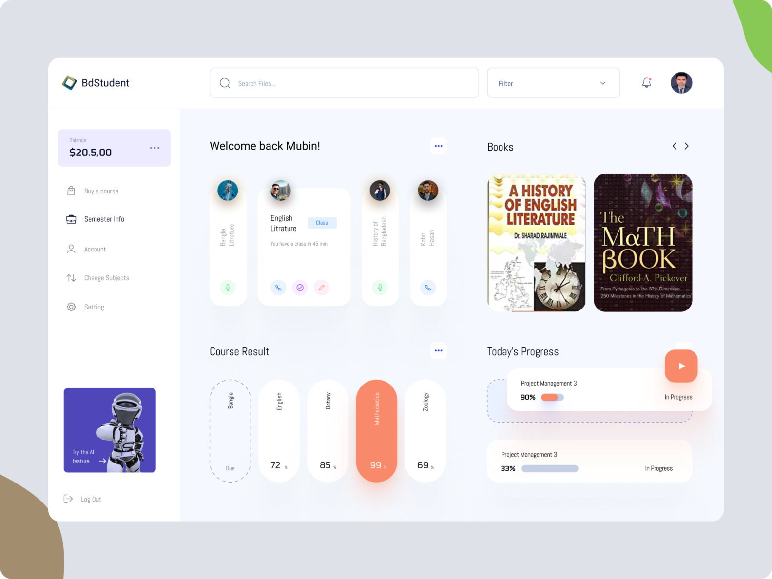 University Student Dashboard By Miharab Hasan Mubin On Dribbble