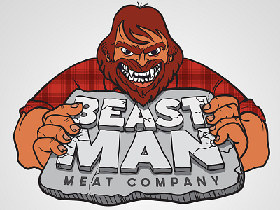 Beast Man Meat Company beast man illustration jerky logo meat teeth