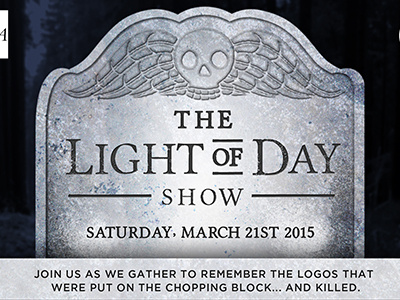 Light of Day Show - Concept 1 WIP aiga jacksonville cemetary event branding gallows humor gravestone headstone logos