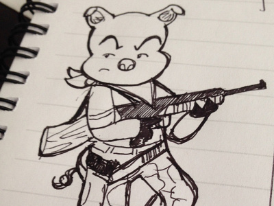 Pork Patrol doodle gun pig