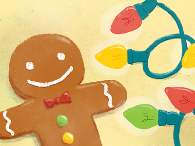 Gingerbread Man & Lights bread christmas cookie ginger gingerbread holidays illustration lights man
