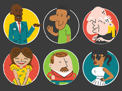 Illustrations of some People 60s diversity illustration people