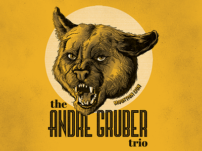 The Andre Gruber Trio Merch Illustration album cover halftone illustration jazz mountain lion`