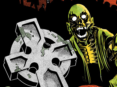Return of the Living Dead Poster (WIP) dead grave graveyard halftone illustration livingdead movie poster poster screen print zombies