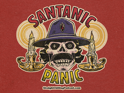 Santanic Panic! candles guitar illustration occult skull