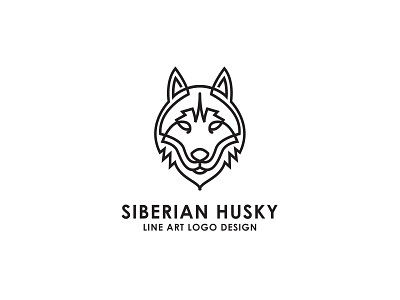 Siberian Husky Line Art Logo Design