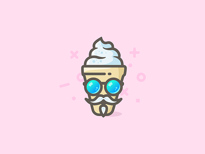 Hipster ice-cream icon colorful glasses icecream illustration mustache pink summer