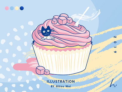 Illustration - Dessert Series Cup Cake art cat cupcake design dessert icon illustration poster sketch