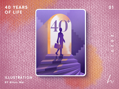 Poster Design - 40 years of life art design door girls illustration information life lifestyle poster sketch stairs woman work