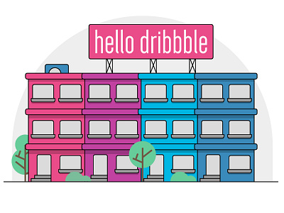 Hello dribbble again flat design hello dribble illustration